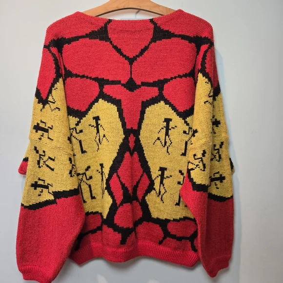 Rare Vtg Esprit Sport Sweater Women's Medium Oversized Geometric Southwestern - Picture 3 of 12